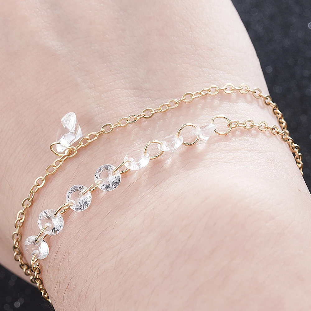 2019 новый модный простой красивый женский Стразы Кристалл многослойный браслет