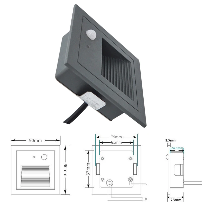 Светодиодный светильник для лестницы с датчиком движения внутренний/наружный