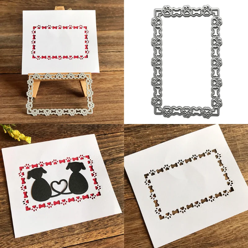 Сердце лапа собаки металлические плашки в рамке Трафаретный Скрапбукинг дюйма