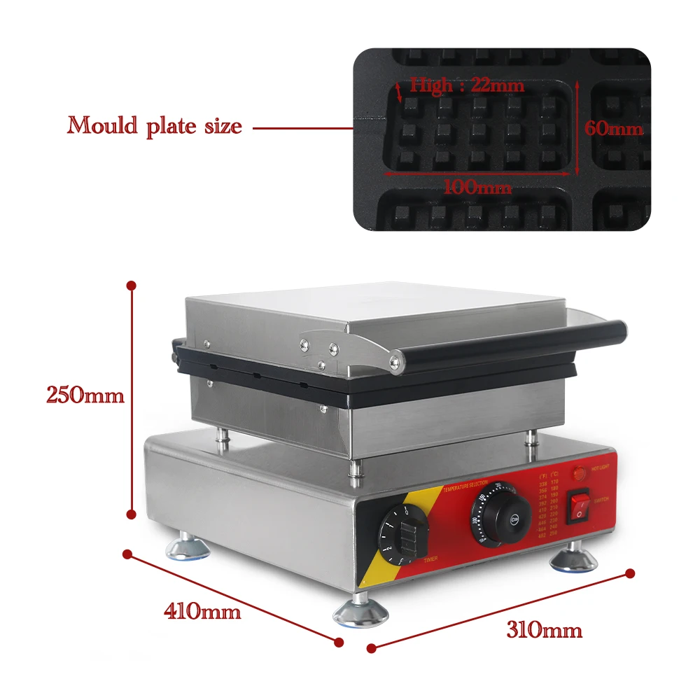 ITOP Electric Rectangle Shape Waffle Maker Heavy Duty Non-stick waffle Machine Stainless Steel Hot Plate Iron Oven | Бытовая техника