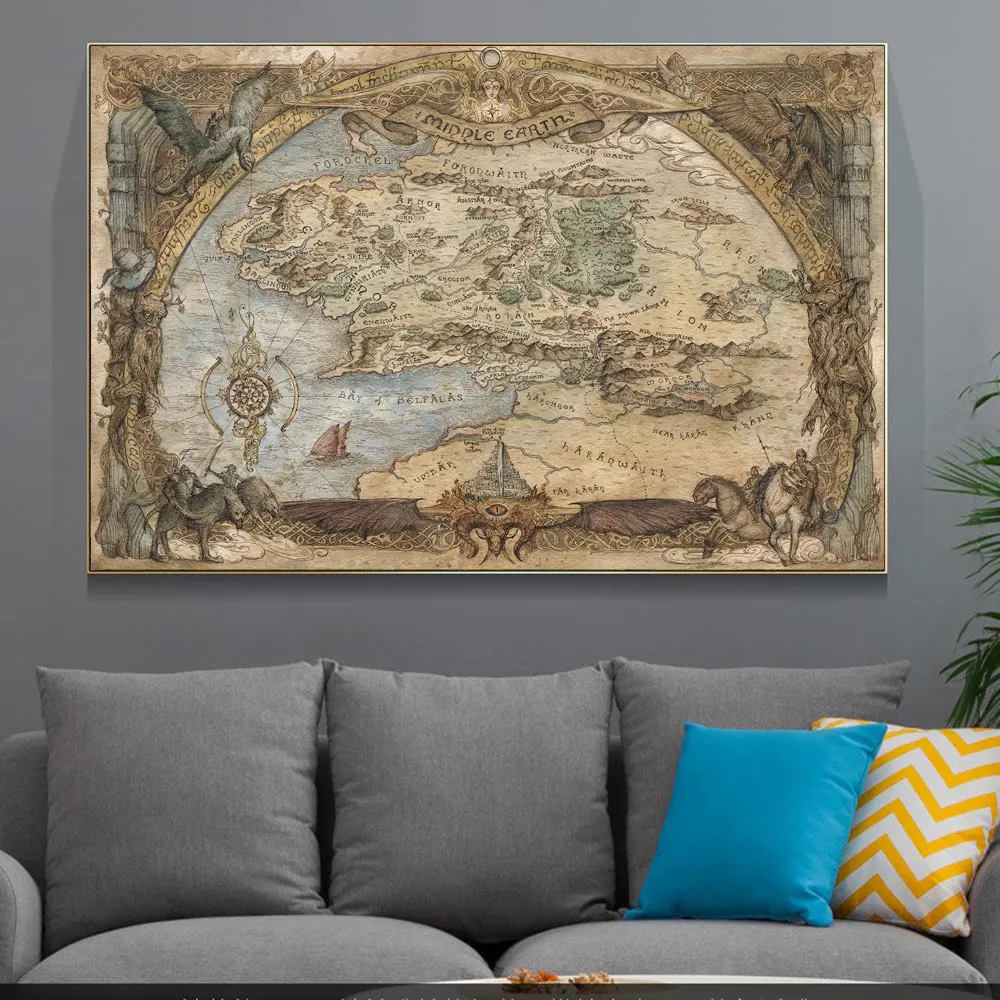 Фото Вестероса и эссоса сокровище художественное изображение карты мира холст