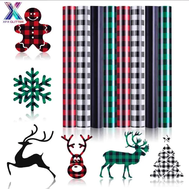 

XINFANGXIU Новое поступление 50x50 см HTV ПУ клетчатая текстура теплопередача Винил штамповка печать пленка для футболки одежды DIY Cricut