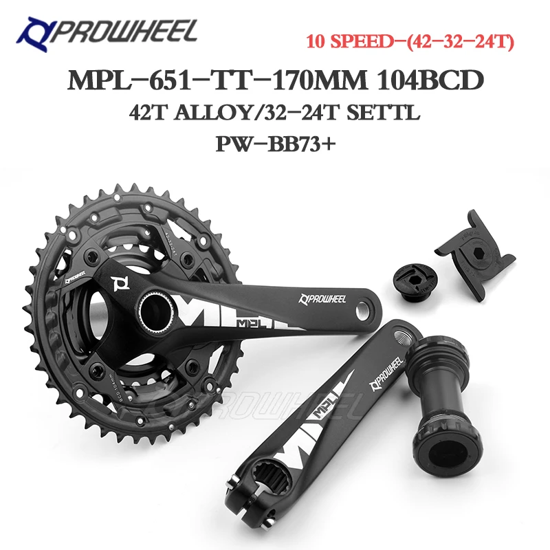 PROWHEEL шатун для горного велосипеда 6/7/8/9/10/11 Скорость 170 мм рукоятки 22 30 40T 24 32 42T 26 36T 28