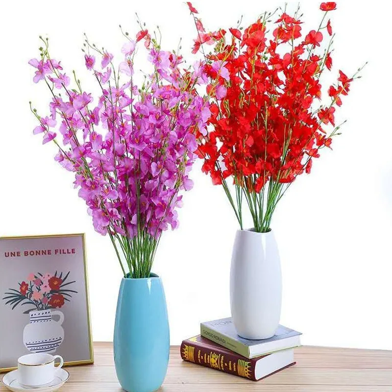 Goede 8 Kleuren Simulatie Dansen Oncidium Kunstzijde Orchidee Bloem 5 Takken Ontwerp Voor Hotel Wedding Home Decorations