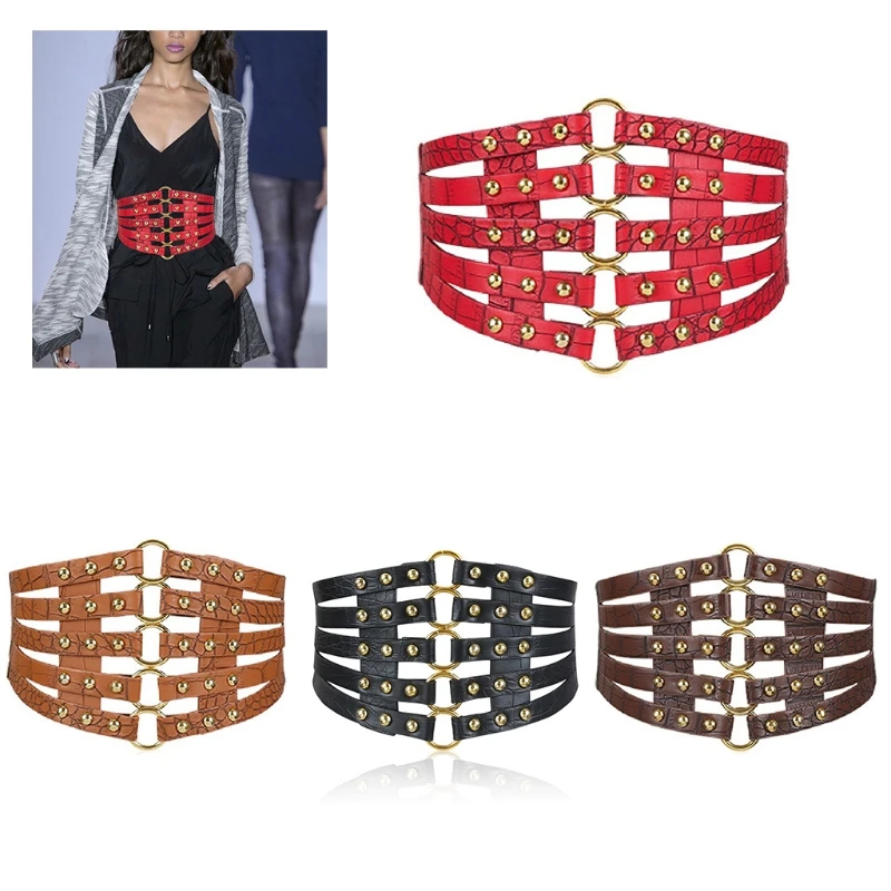 

Сексуальный модный ретро ажурный оранжевый ультра-широкий пояс черный роскошный женский кожаный одноразмерный корсет женский топ корсет