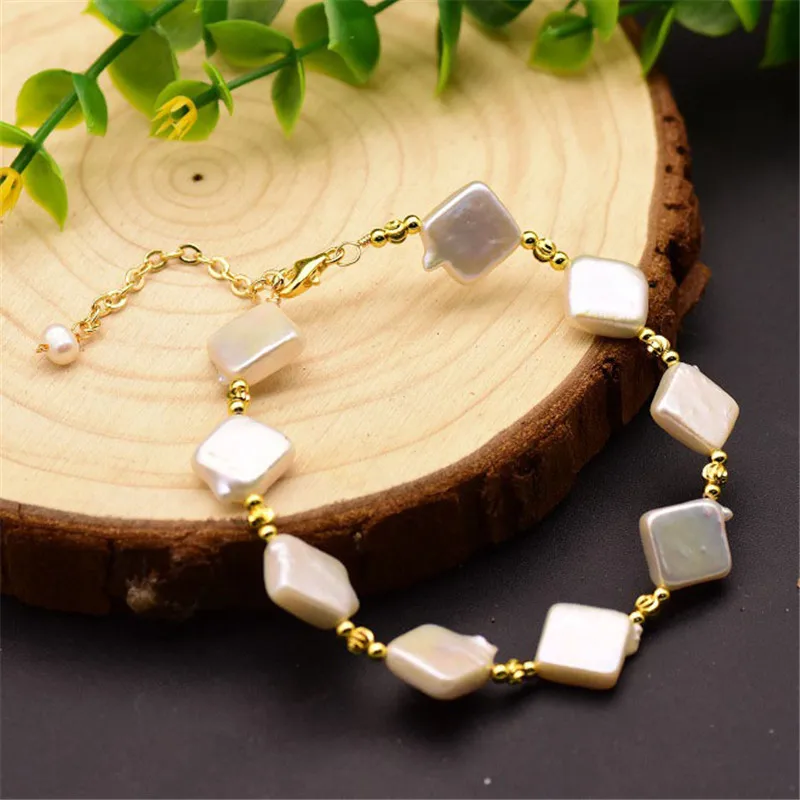 

Браслет женский из натурального пресноводного жемчуга, регулируемый ювелирный украшение в стиле барокко, свадебный подарок для девушек и женщин