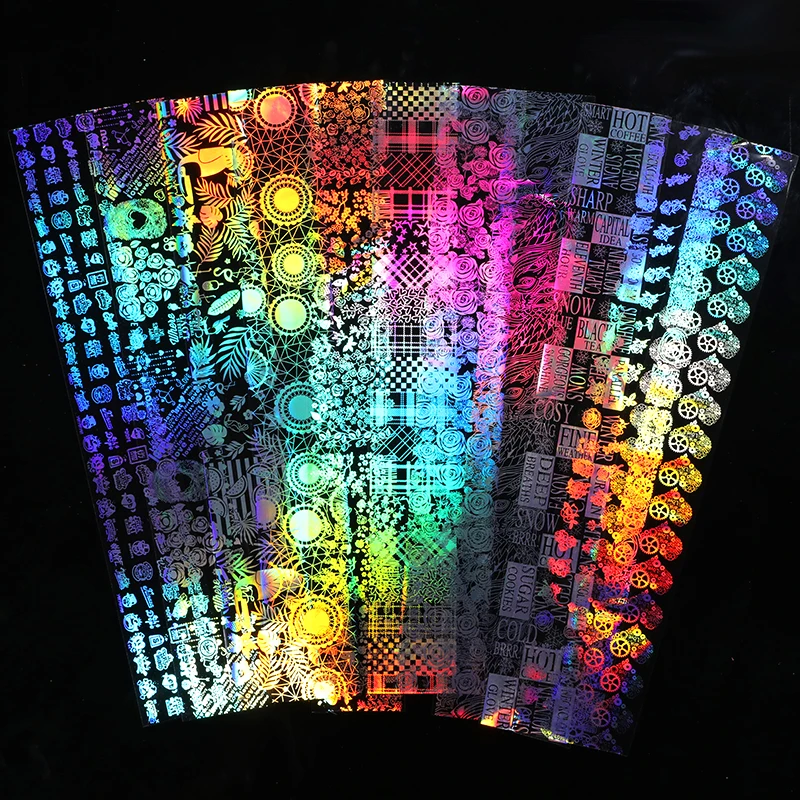 Переливающаяся наклейка для ногтей с рисунком листьев 10 шт./компл. переводная