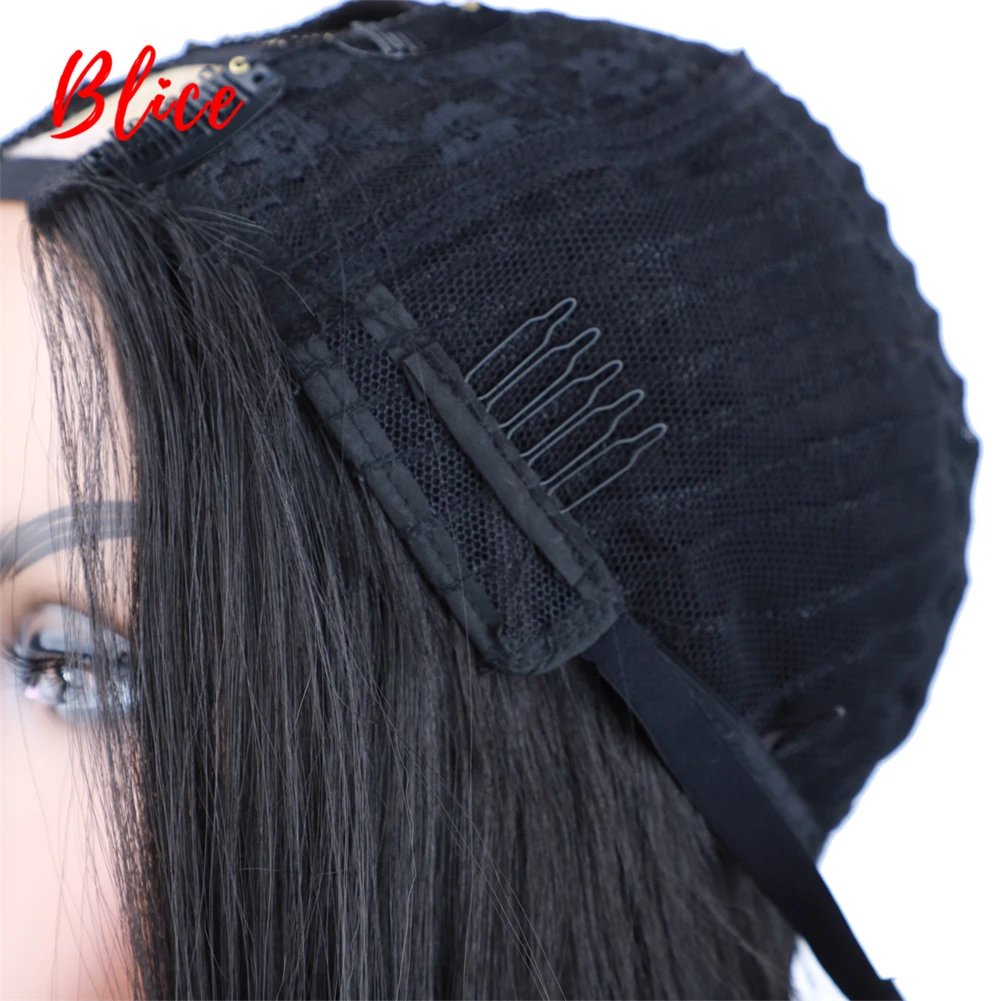 Blice 12-дюймовый короткий естественный черный парик с U-образной частью из