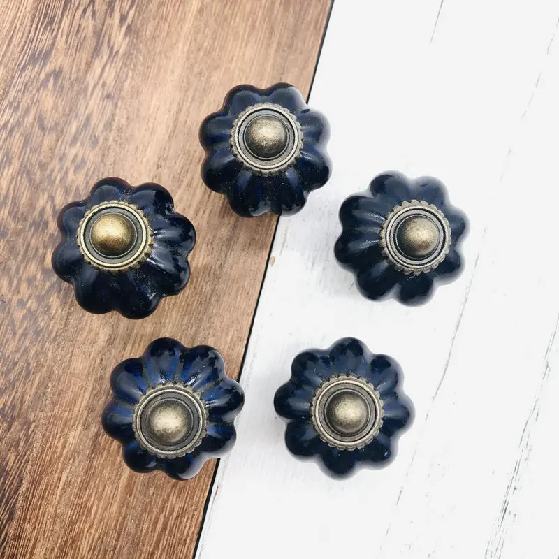 Набор из 8 уникальных ручек для шкафа кухонные дверные ручки кобальтовые синие