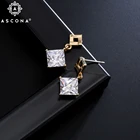 ASCONA 2021 новые модные квадратные Висячие серьги для женщин медные большие Кристальные циркониевые висячие серьги Модные ювелирные изделия