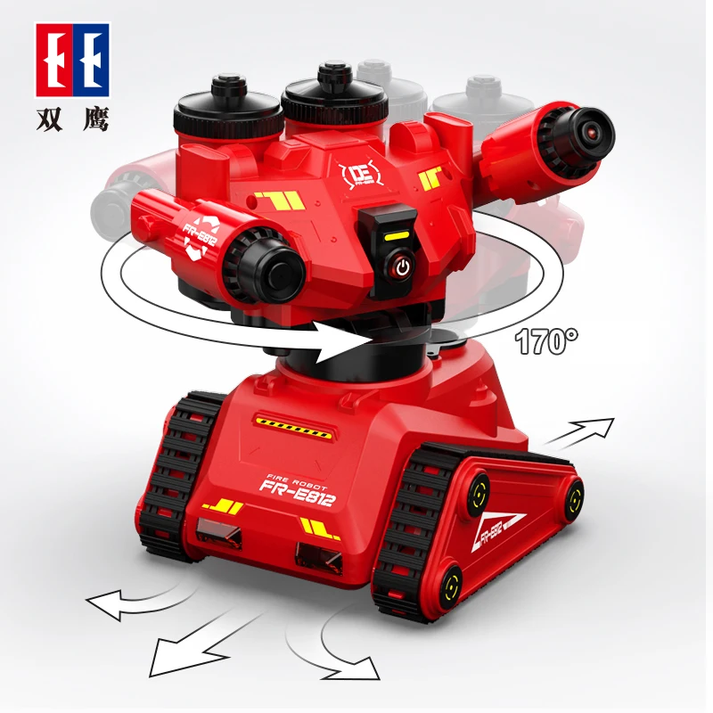 Double E E812 Rc Robot Mobile App Remote Control Intelligent Fire man Fighting Smart Luminous Water Spray Toys for Boys | Игрушки и