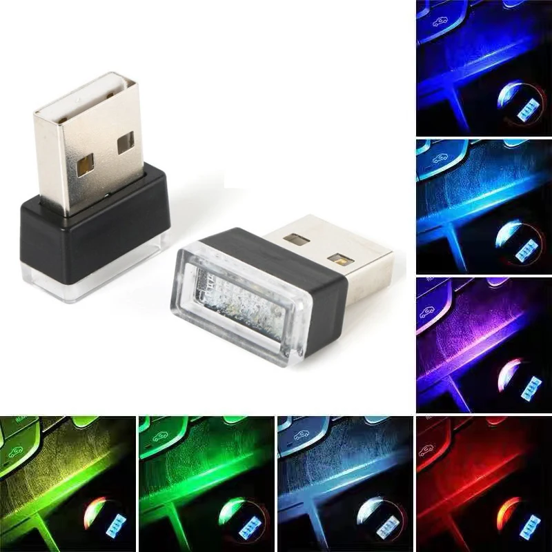 

7Colors Mini USB LED Light Car Interior Decorative Light Atmosphere Ambient Lamp USB Plug and Play Atmosphere Emergency Lights