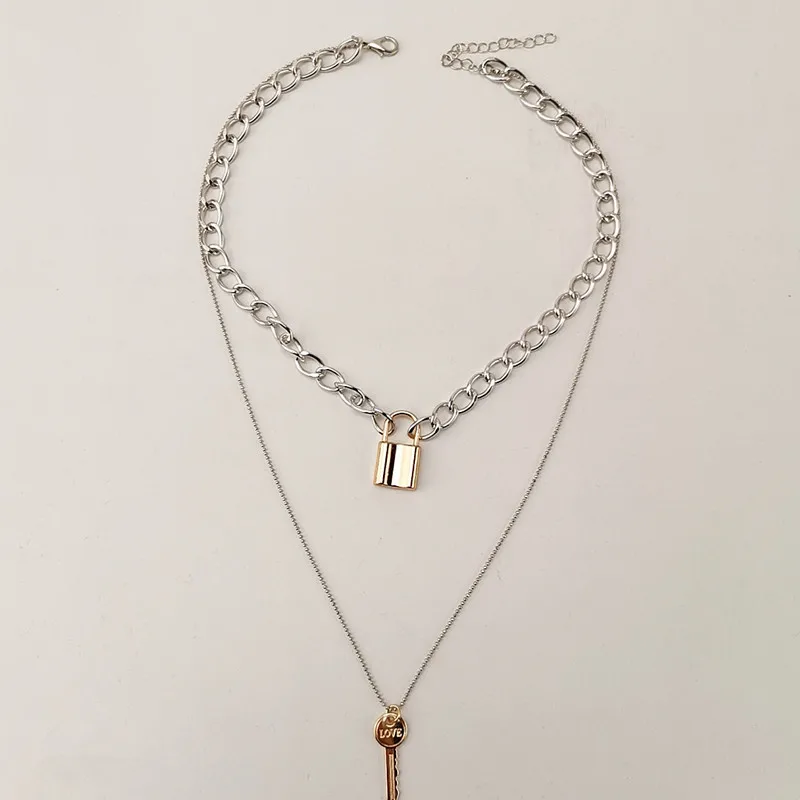 Двухслойная подвеска с замком и для влюбленных новинка золотым ожерелье женщин