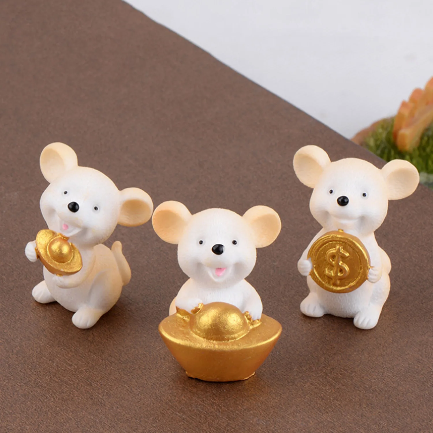 8 шт. милые фигурки мышей из смолы монета крыса на удачу настольные украшения