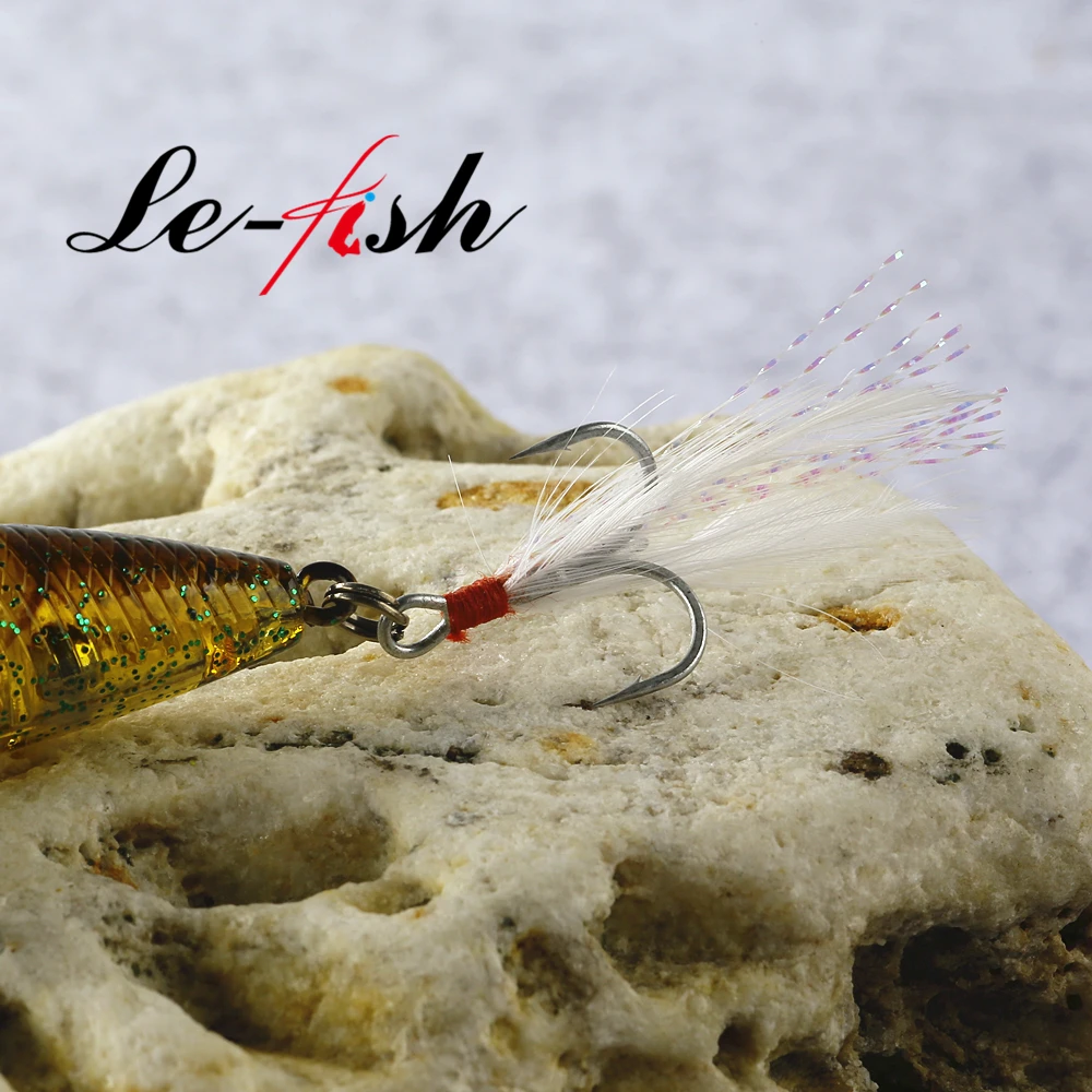 Le fish 60 мм 8 4 gTopwater Popper с пером и тройным крючком|Наживки для рыбной ловли| |