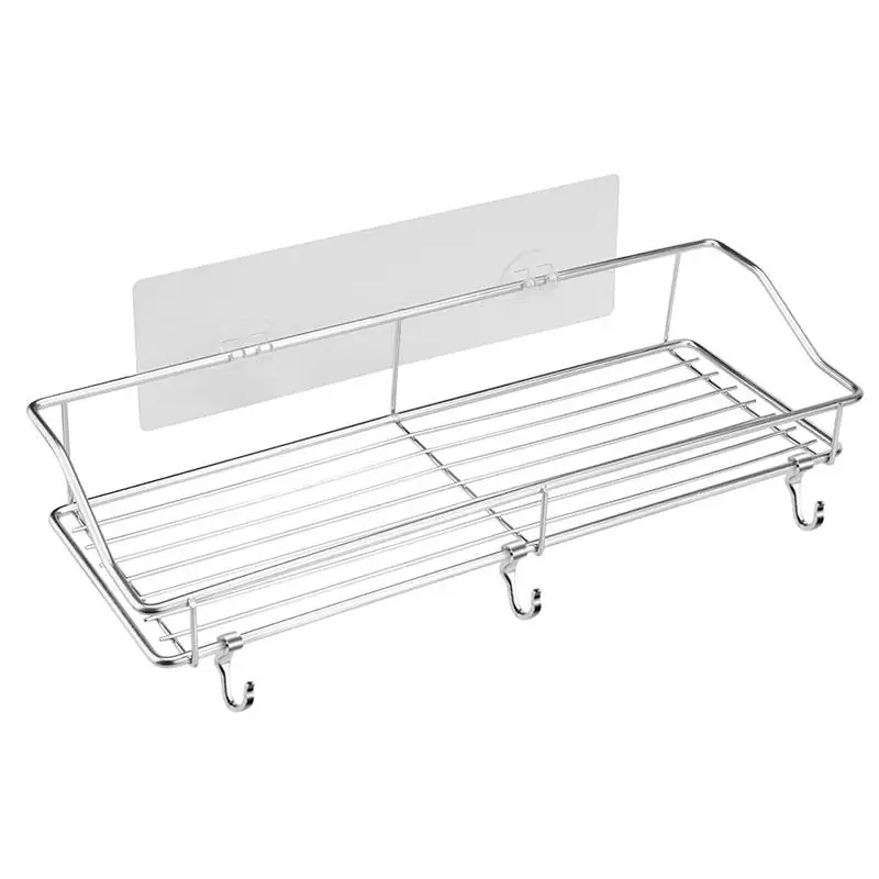 

Bathroom Black Shelf With Towel Bar Stainless Steel Corner Shelves Towel Rack With Hook Shampoo Holder Kitchen Storage Rack