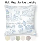 Мягкая синяя и Белая Подушка-чехол с винтажным принтом