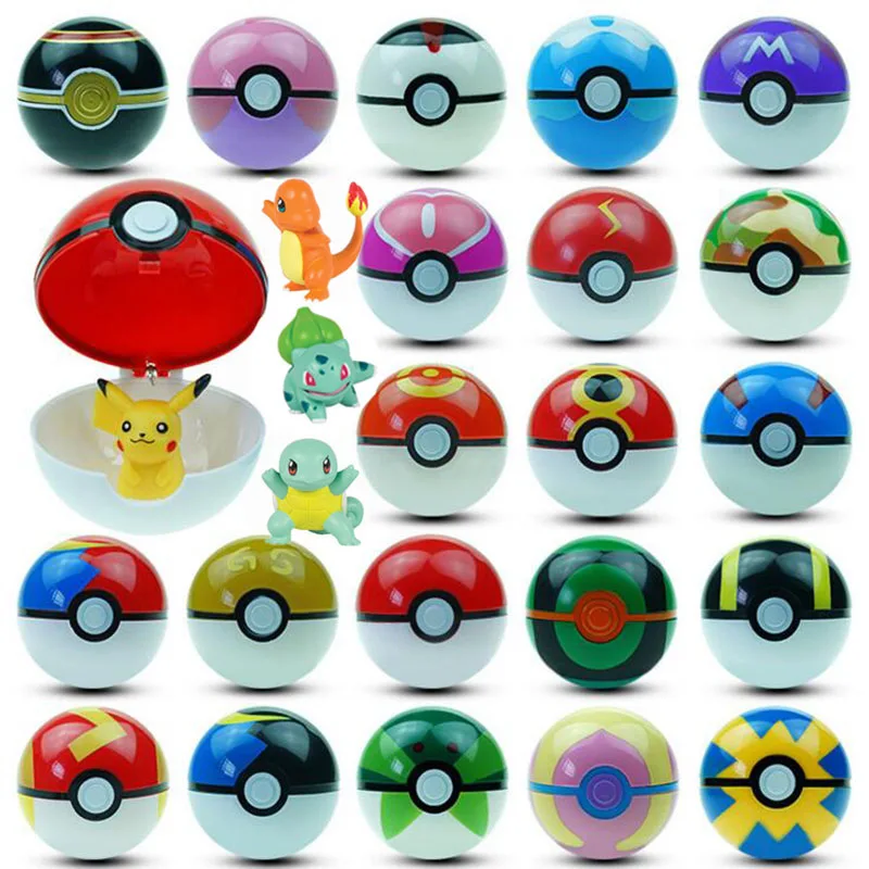 Покебол + 3 случайных крошечных фигурки Пикачу лунный шар большой таймер SafariBall Ultra