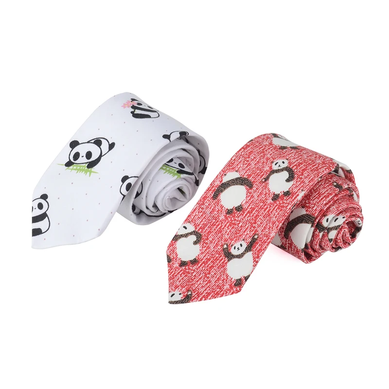 WindJ мужские хлопчатобумажный галстук с принтом панды белые красные женские |