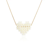 20pcs korean style pearl heart choker cute girls gold color chain pendant necklace women female jewelry wedding girlfriend gift