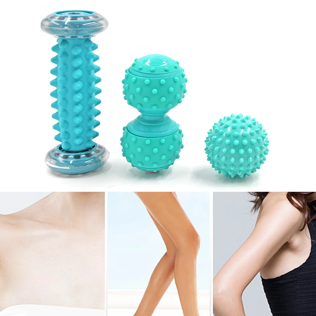 

3 PCS Foot Roller Massage Ball for Relief Plantar Fasciitis and Reflexology Massager 1 Roller and 2 Spiky Balls