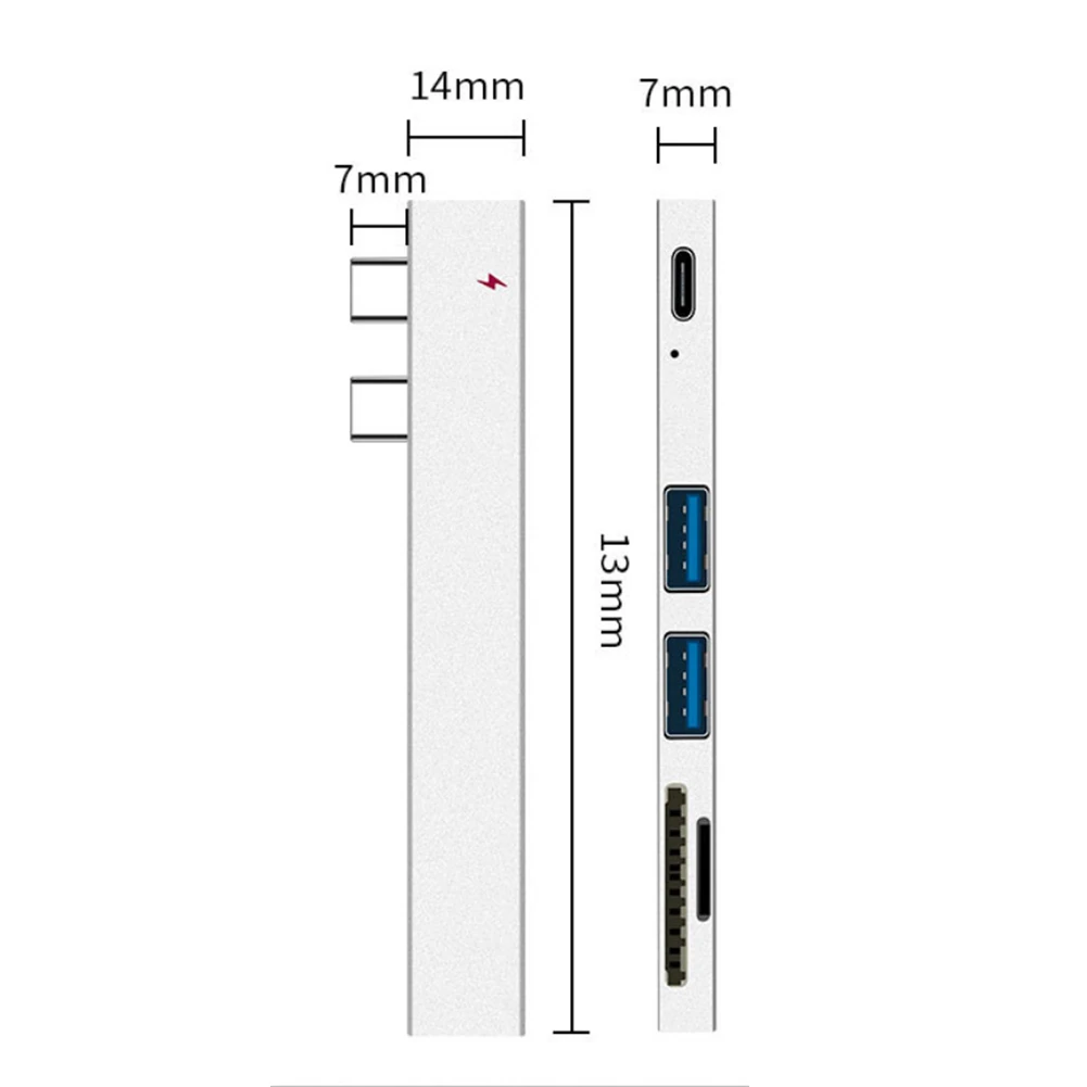 

Dual Type C Hub USB-C to USB 2.0 PD Charging TF Secure Digital Card Dock Adapter supports hot swap and it's plug-and-play