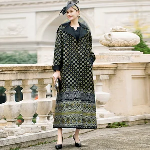 Женский Тренч с отложным воротником, винтажное подиумное пальто в британском стиле с вышивкой, верхняя одежда на осень и зиму DZ1316