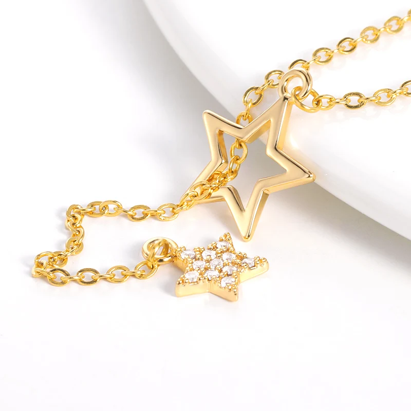 

Cute Silver Color Shiny Star Choker Drop Charm Necklaces Charm Woman Wedding Party Birthday Jewelry on the neck Christmas Gift
