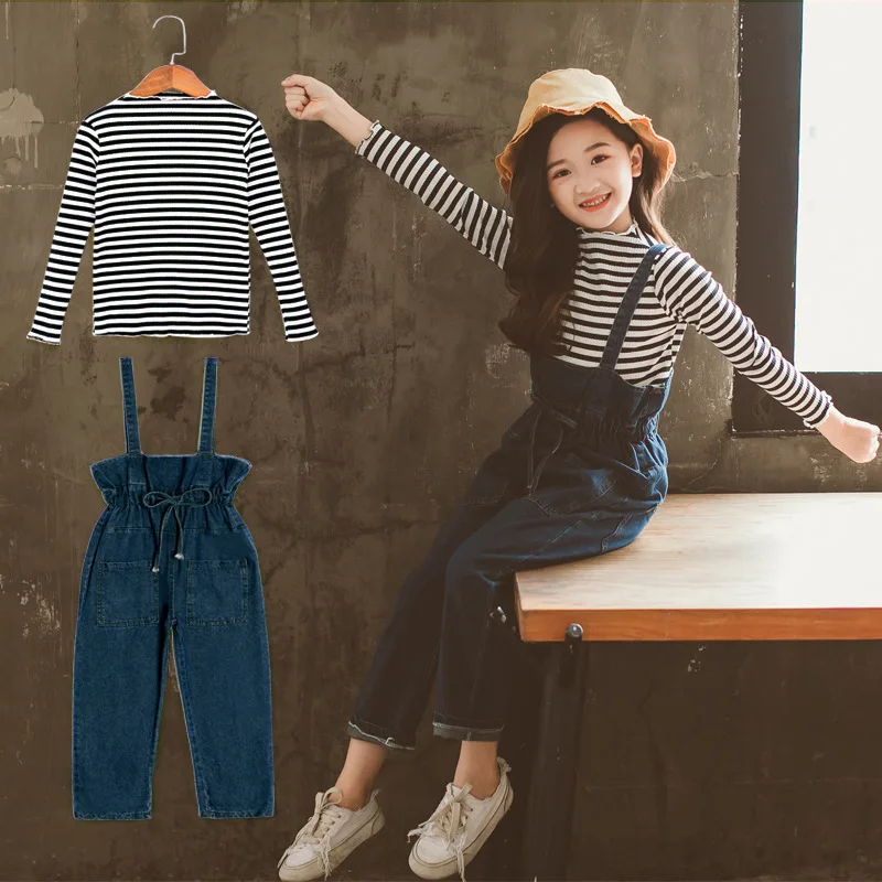 

Girls Suits Sweatshirts + Overalls Sets Kids 2021 Luxury Design Spring Autumn Teenagers Tracksuits Formal Children Clothing Sets