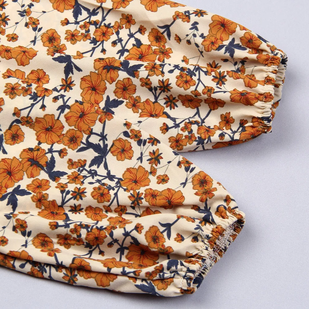 

Floral Print Dress for Women Spring Autumn Casual Yellow Black V Neck Long Sleeve Plus Size Pleated Clothing 5xl Freeshipping