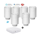 6 шт. trv + 1 беспроводной концентратор Tuya ZigBee 3,0, термостатический клапан радиатора, домашний термостат, Нагреватель TRV, Голосовое управление с Alexa Home