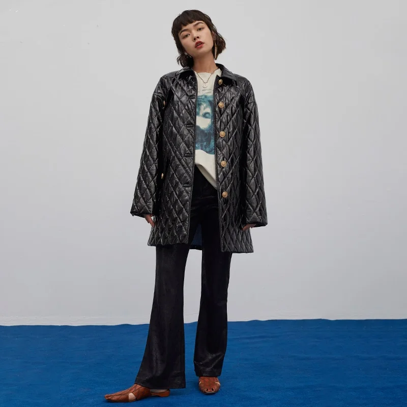 Уличный стиль большие размеры искусственная кожа хлопковое пальто зимние