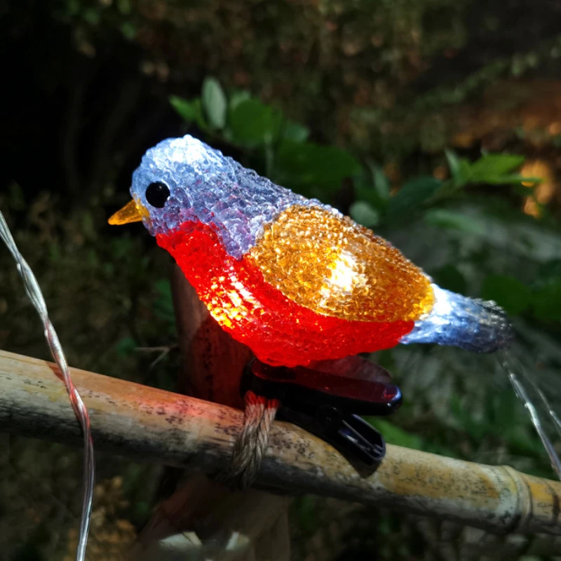 

Acrylic Bird LED Solar String Lights Outdoor Waterproof Tree Decoration Light for Garden Holiday Lantern Curtain Clip Light