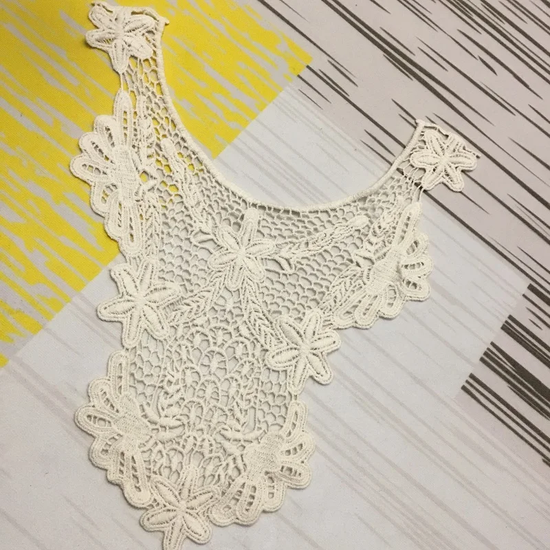 Лидер продаж белый кружевной воротник с вышивкой венецианская аппликация