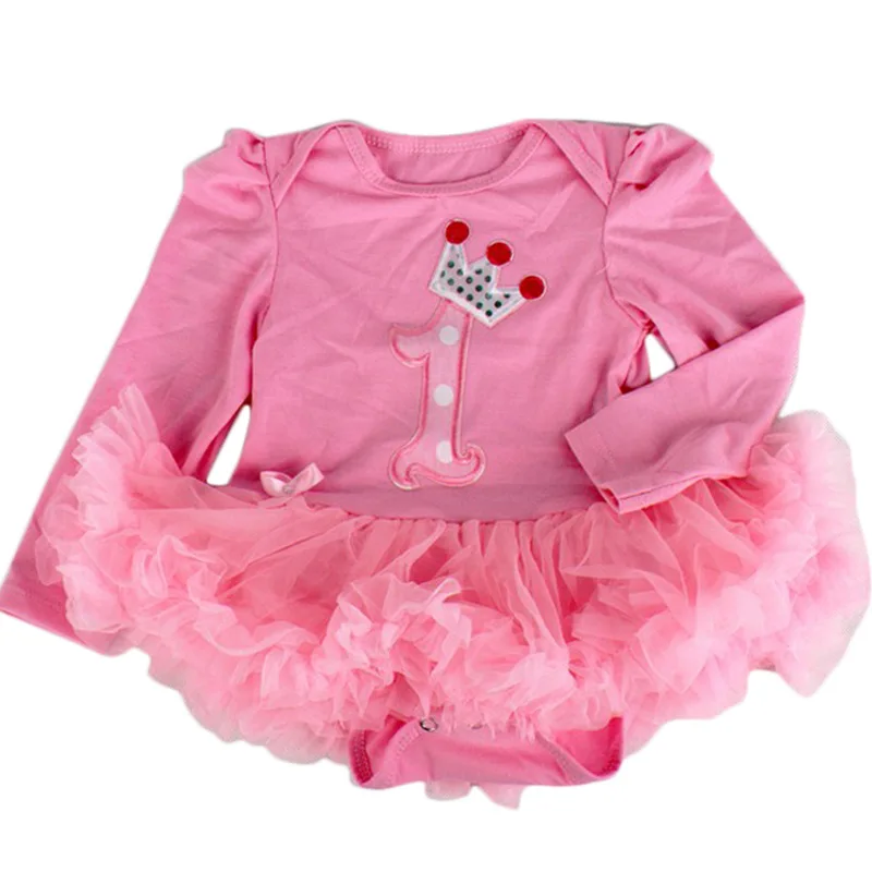 

Hot Spring Baby Girl Clothing My First Birthday Outfits Tutu Party Dress Toddler Christening Gown Infant Long Sleeve Clothes
