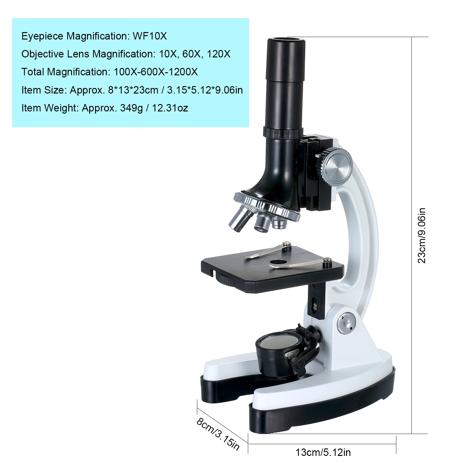 100X 1200X Высокое разрешение высокое Мощность металлический микроскоп с светильник