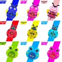 10 pcslot cute children watch baby toy beneficial insect beeladybugbutterflyfrog slap watches kids birthday gift wholesale
