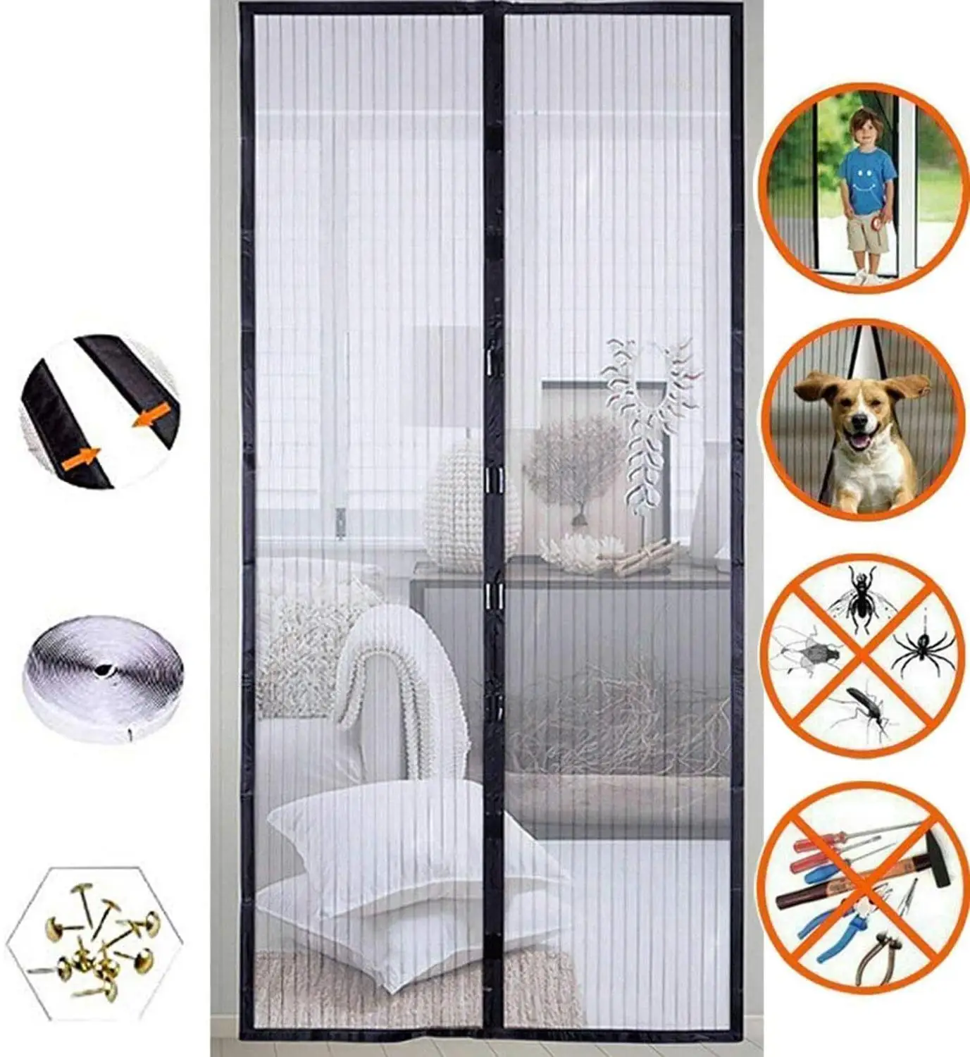 

Free Shipping Summer Anti Mosquito Insect Fly Bug Curtains Magnetic Net Automatic Closing Door Screen Kitchen Curtain large size