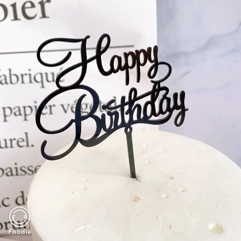 Новинка 2019 акриловый Топпер для торта с днем рождения Золотой Серебряный