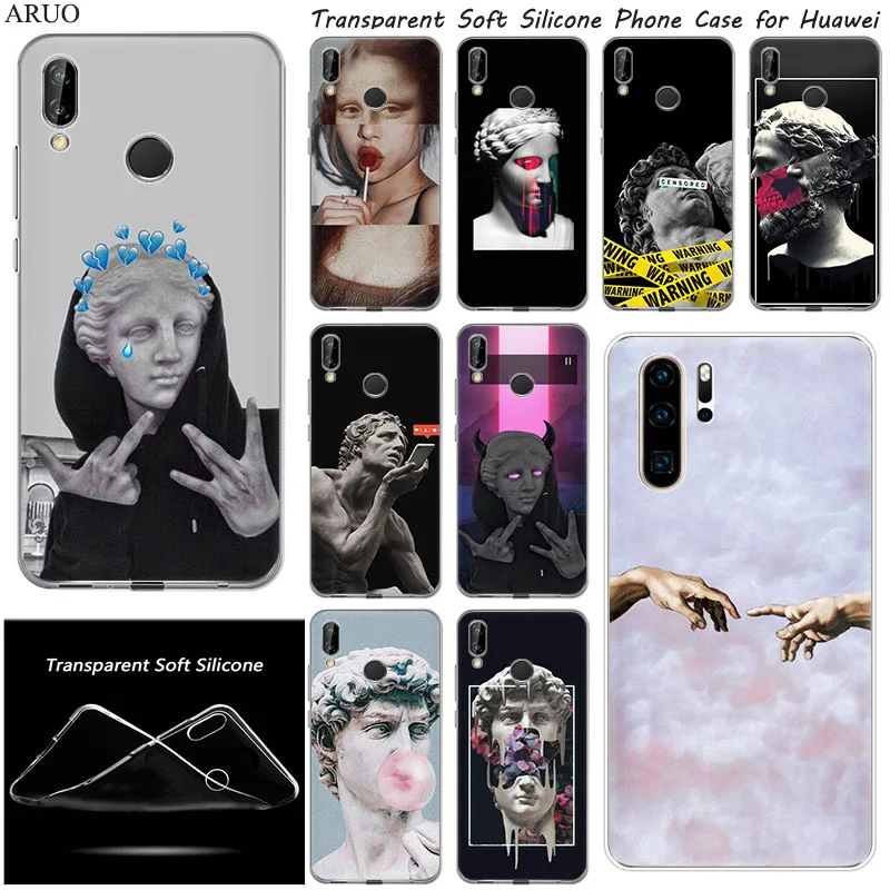 Чехол для телефона huawei Y7 2020 Y3 Y6 Y5 Lite Y9 prime 2019 2018 с статуей Моны Лизы Дэвида медузы