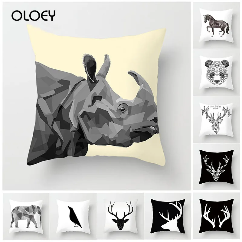 Черно-белая фотография олень панда лошадь украшение для дома автомобиль