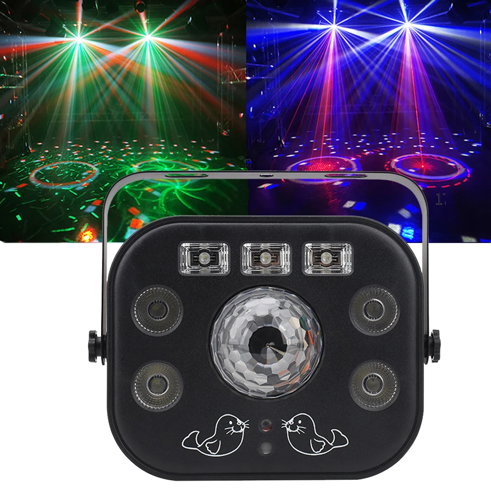 

DJ LED Light 5IN1 LED Effect Light Magic ball Strobe Wash UV Laser Projector Light LED Laser Light UV Par Light for Party Discos