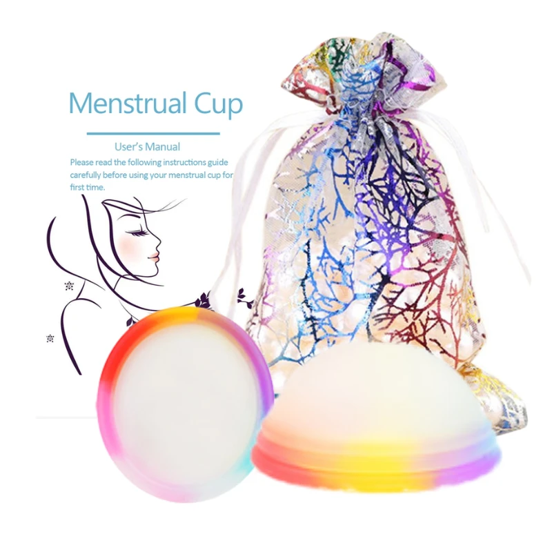 

2 pcs medical silicone menstrual cups women's cups feminine hygiene reusable menstrual cups convenient round cleaning brush