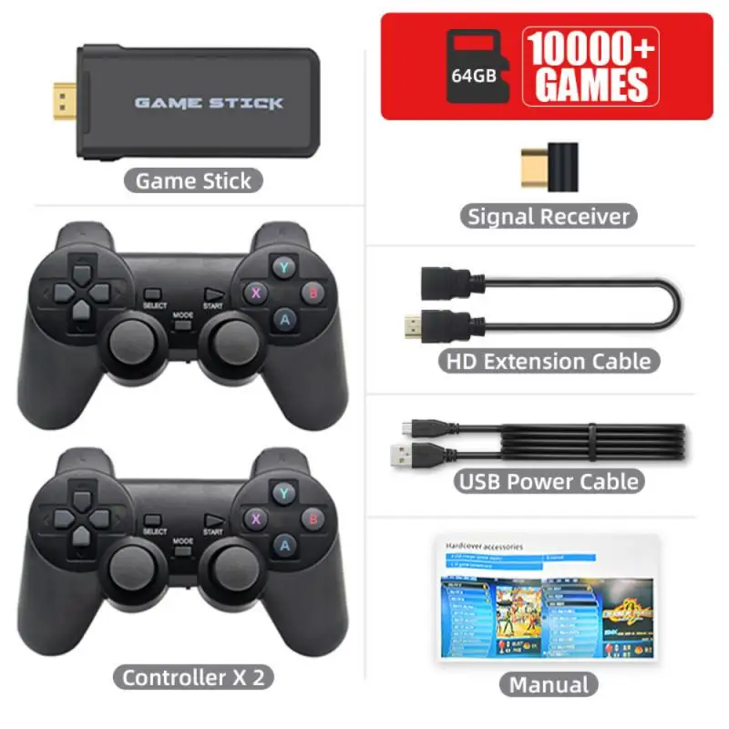 

Беспроводная USB консоль 4K Games, Классическая Игровая приставка, Игровая приставка для видео, ТВ, игровой джойстик, контроллер для HDMI-выхода, дв...