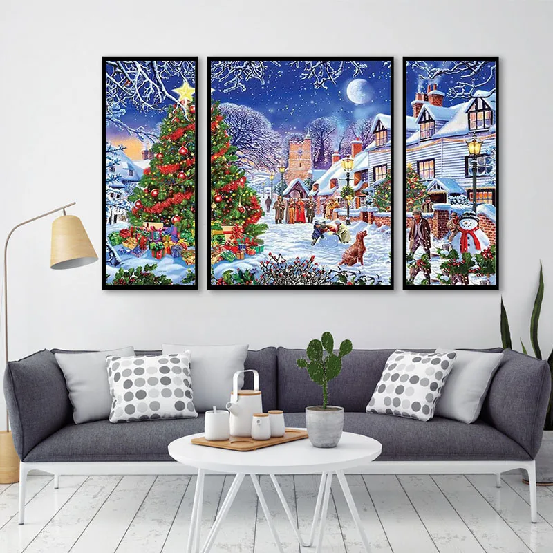

GATYZTORY 3PC Oil Painting By Numbers House Scenery Diy Pictures Paint By Number Christmas Gift On Canvas Home Decor