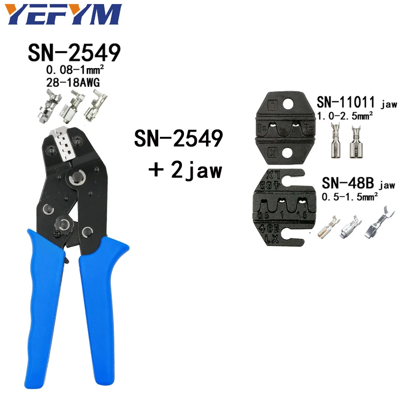 SN-2549 48B 11011 Обжимные клещи SN-2549 0,08-1mm2 SN-48B 0,5-1.5mm2 и 5 челюсти для 2,8 4,8 6,3 VH2.54 3,96 2510/трубка/iinsulation терминалы инструменты - Цвет: SN-2549 48B 11011