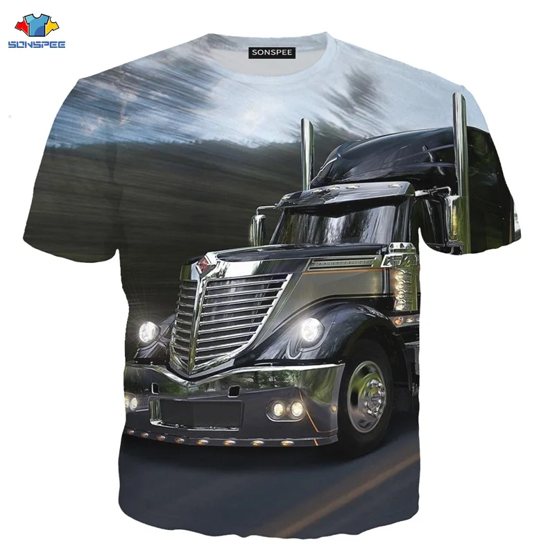 

SONSPEE MAN Truck Man T-Shirt Raglan Sleeve Printed Car Brand Logo Tee Men Women Clothes 3D Fashion Harajuku Short Sleeve Top