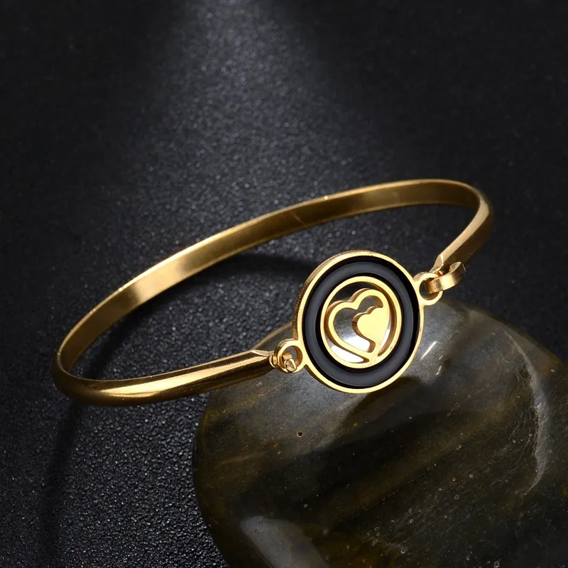 

Punk Bracelet Stainless Steel Anniversary Gift Forever Love Heart Bangles Bracelets for Women Jewelry Pulseras Mujer Moda