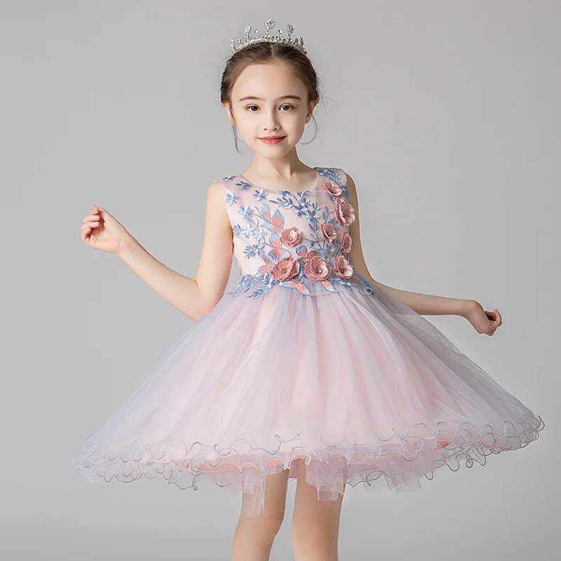 Свадебное платье принцессы с цветочным узором для маленьких девочек вечерние