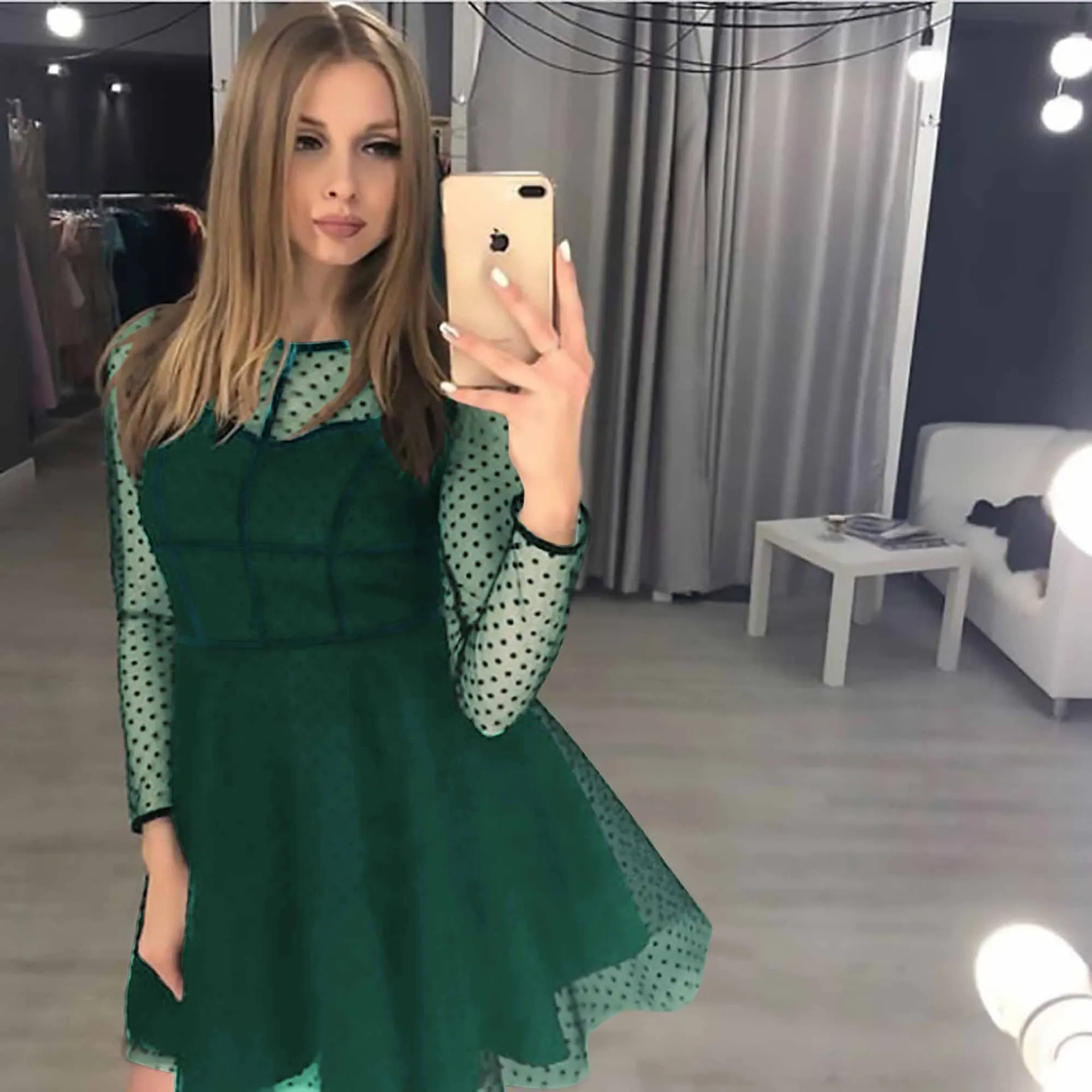 BacklakeGirls Мини коктейльные платья из тюля с овальным вырезом и длинными рукавами, женские Коктейльные Вечерние платья с молнией сзади